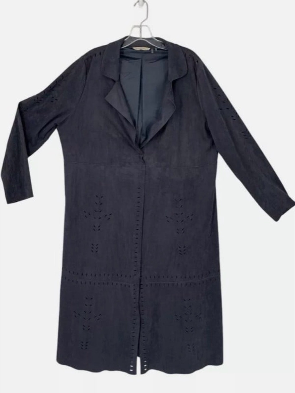 Soft Surroundings Long Dark Blue Suede Coat/Duster- Classic